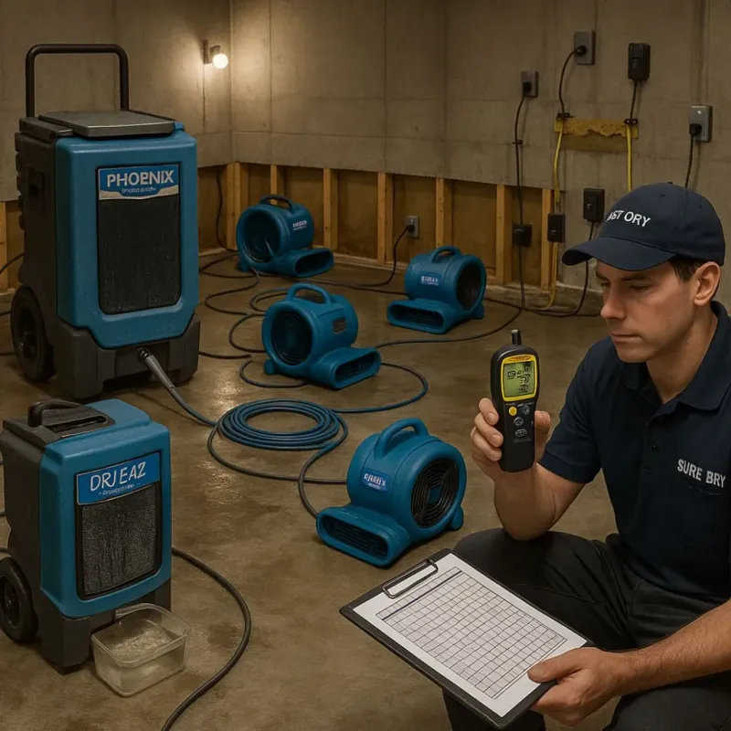 Structural Drying and Dehumidification process in Grant-Valkaria, FL